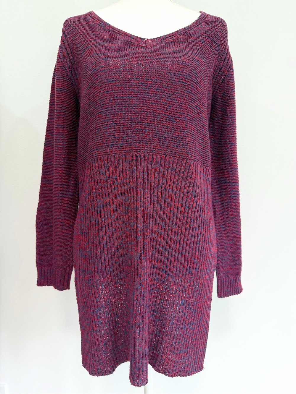 Anthropologie Moth Burgundy Knit Sweater Tunic Dress Size M